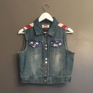 Denim American Flag Vest - Medium